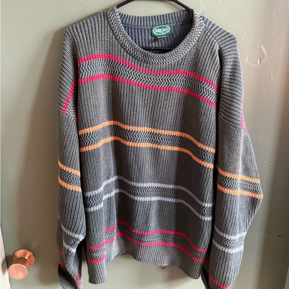 Zoo York Gray Sweater with Pink and Orange Stripes